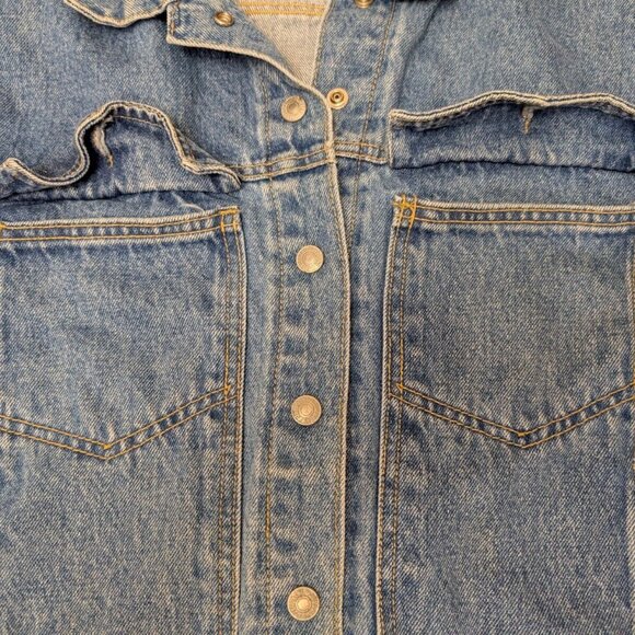 Vintage Jordache Blue Jean Denim Jacket Unisex - Large Medium Wash w/Pockets - Picture 7 of 16